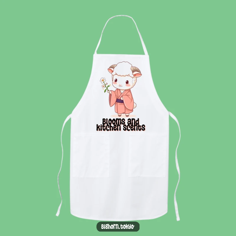 Funny Sheep Kimono Blossom Apron: Cook with Nature's Grace and Humor
