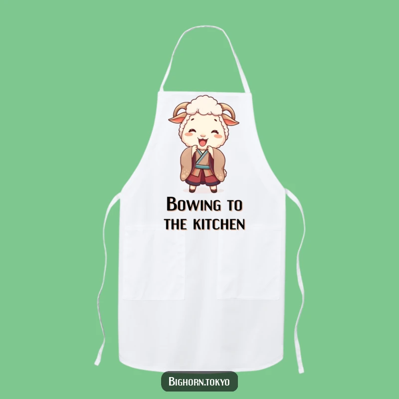 Funny Playful Sheep Kimono Bow Apron: Cook with Joy and a Funny Gift