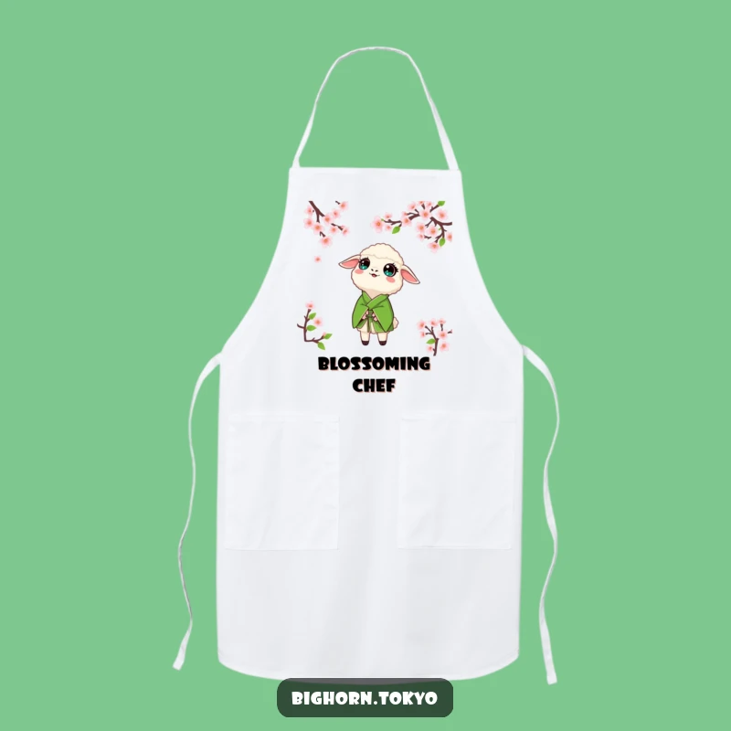 Funny Sheep Green Kimono Apron: Cook with Awe and Charm
