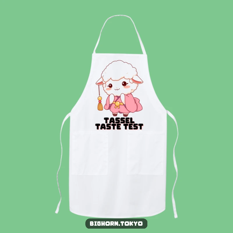 Funny Fluffy Sheep Pink Kimono Apron: Playful Kitchen Fun