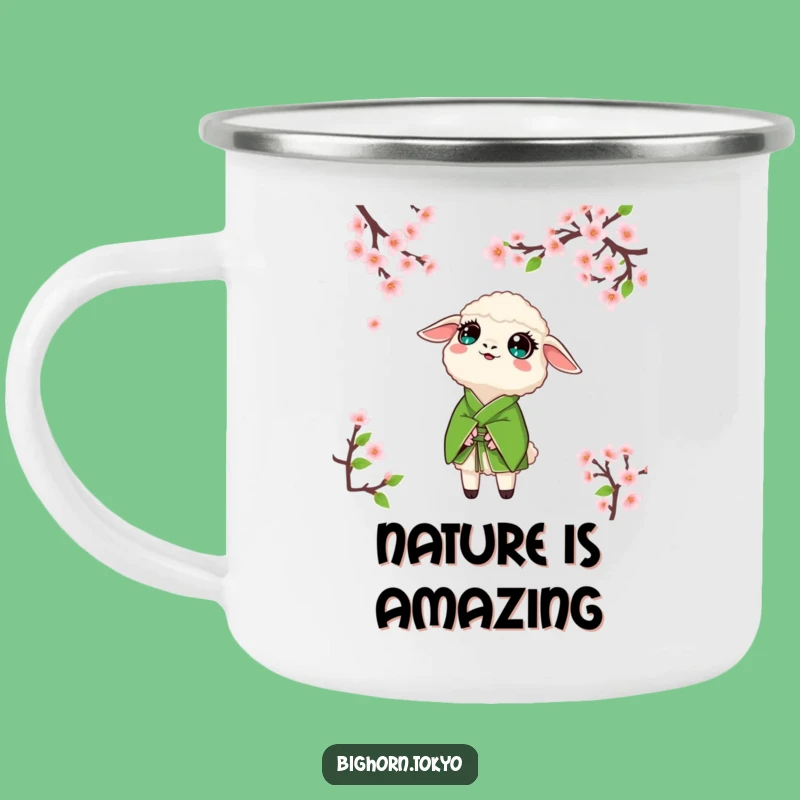 Funny Sheep Green Kimono Camping Mug: Awestruck Sips Outdoors