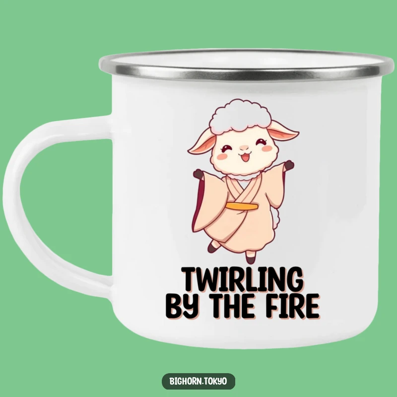 Durable Funny Sheep Kimono Twirl Camping Mug: Adventure with Graceful Humor