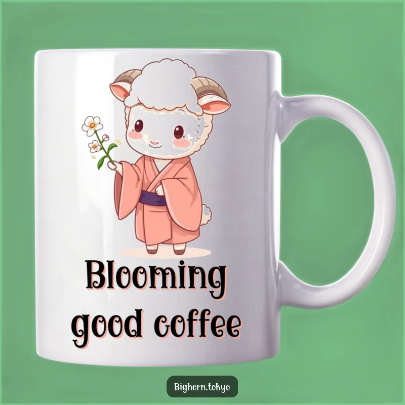 Funny Sheep Kimono Blossom Mug: Gentle Humor and a Beautiful Funny Gift