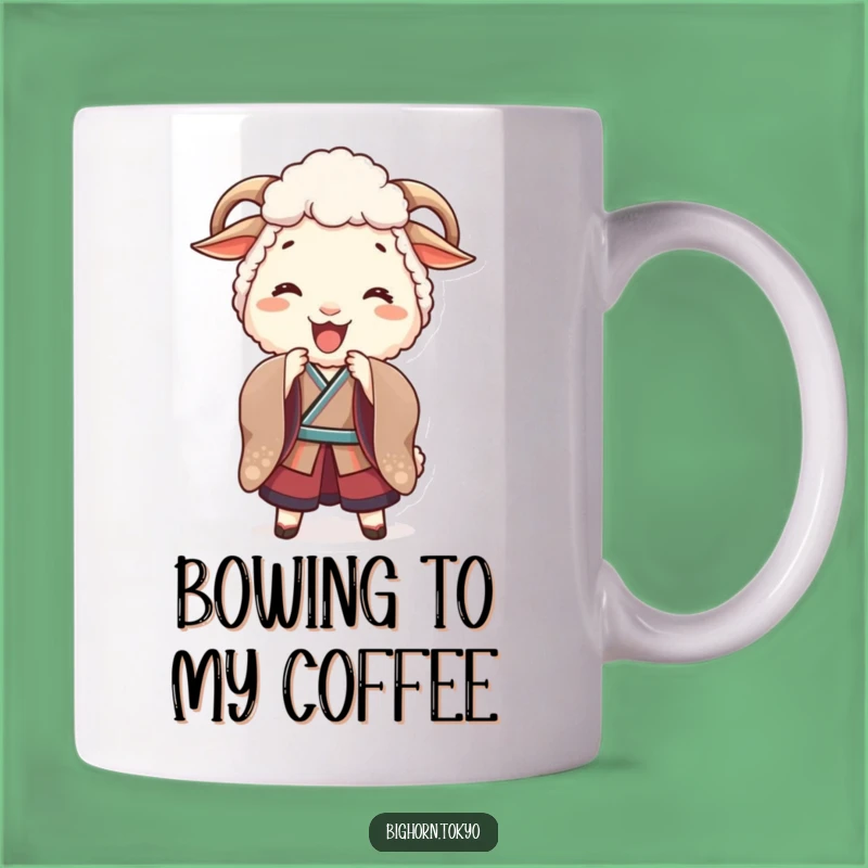 Funny Joyful Sheep Kimono Bow Mug: A Playful and Funny Gift for Smiles