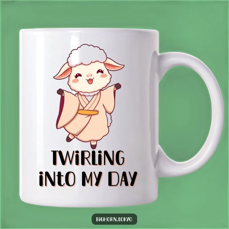 Funny Sheep Kimono Twirl Mug: Graceful Dance and a Delightful Funny Gift