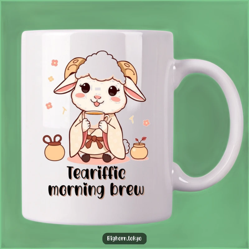 Funny Happy Sheep Kimono Tea Mug: Peaceful Moments and a Delightful Funny Gift