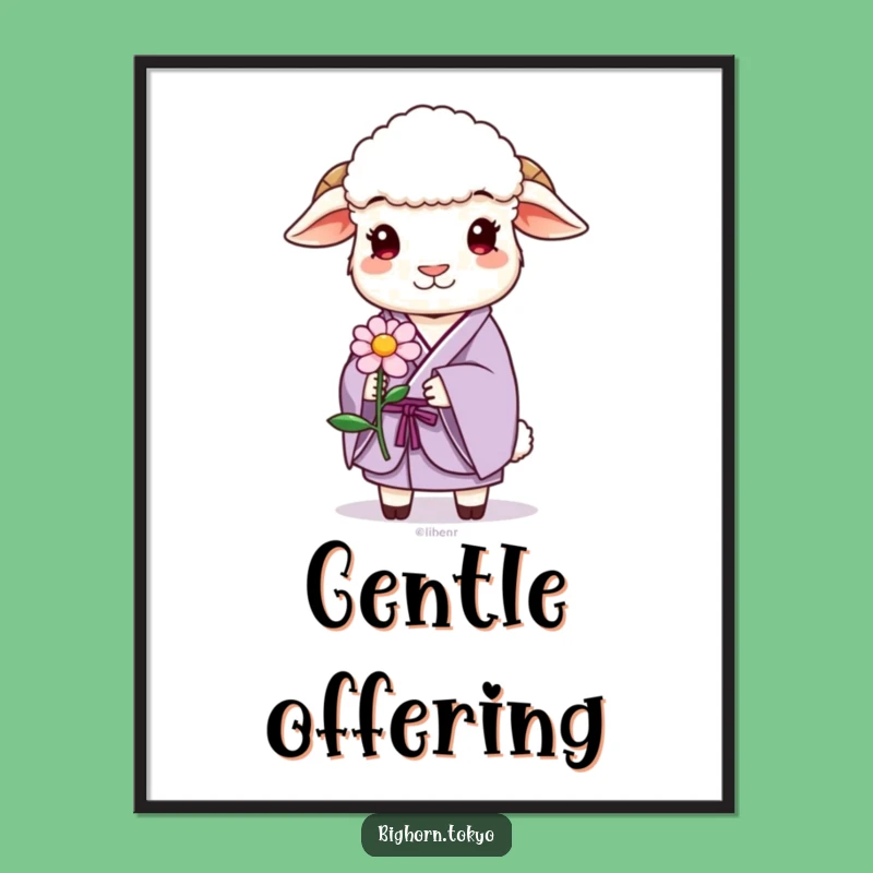 Funny Sheep Lavender Kimono Digital Art: Gentle Kindness Offering