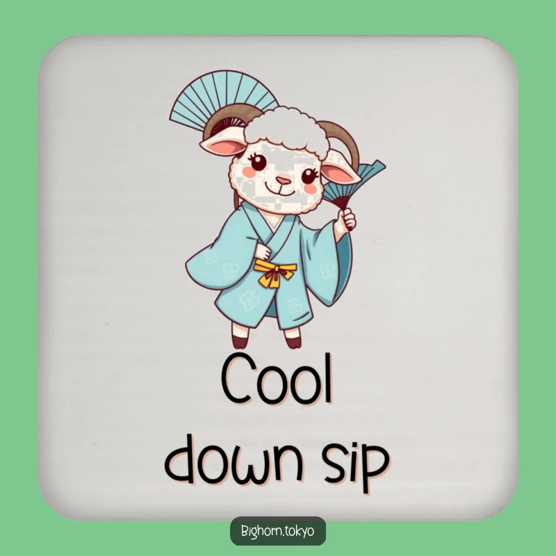 Funny Sheep Blue Kimono Coaster: Twirling Fun for Your Drinks