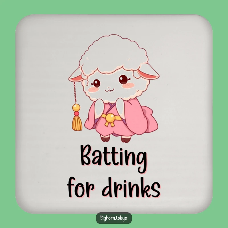 Funny Fluffy Sheep Pink Kimono Coaster: Playful Protection for Drinks