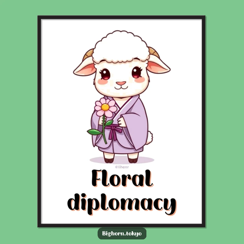 Funny Sheep Lavender Kimono Poster: Gentle Humor for Your Walls