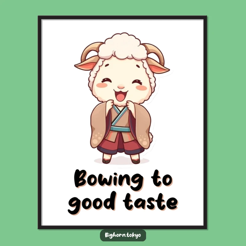 Funny Sheep Kimono Bow Poster: Bring Playful Art and Humor with This Funny Gift
