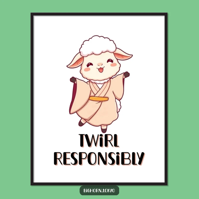 Funny Sheep Kimono Twirl Poster: Artistic Decor and a Charming Funny Gift