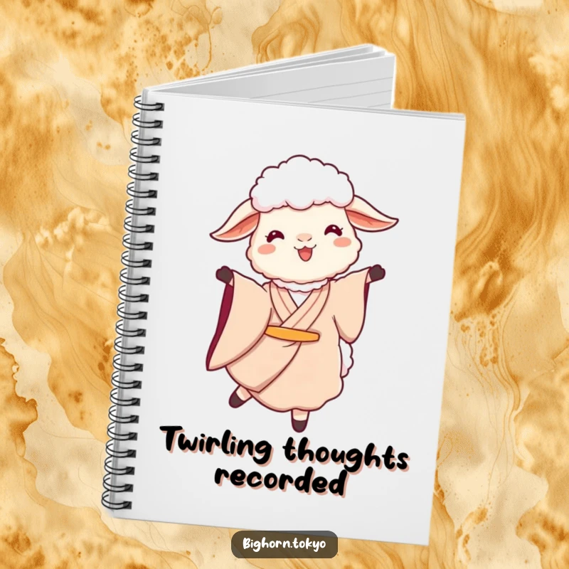 Funny Sheep Kimono Twirl Notebook: A notebook featuring a funny sheep in a kimono twirling serenely, perfect for capturing inspired thoughts.