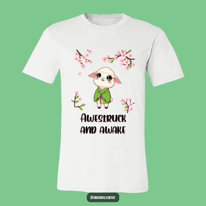 Funny Sheep Green Kimono T-Shirt: Amazed by Beauty, Wear Your Wonder