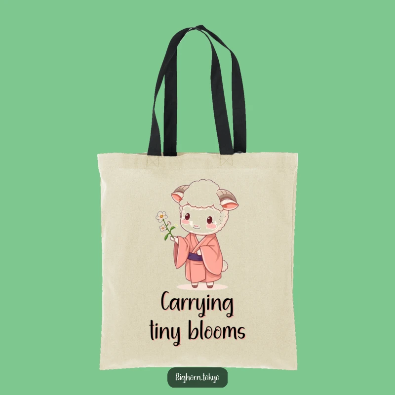 Funny Sheep Kimono Blossom Tote Bag: Carry Nature's Grace and Humor